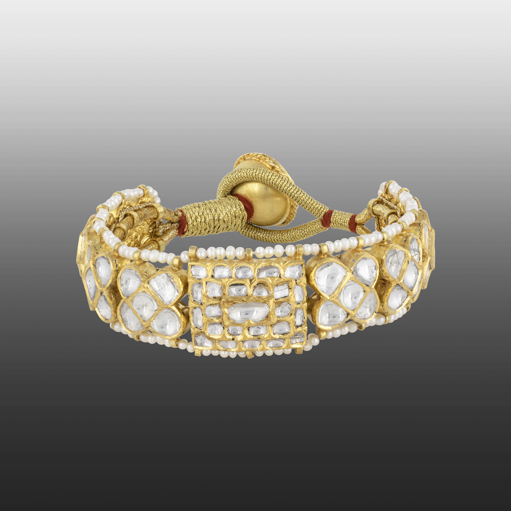 Polki Poochi Bracelet with Pearl Accents & Gold Framework
